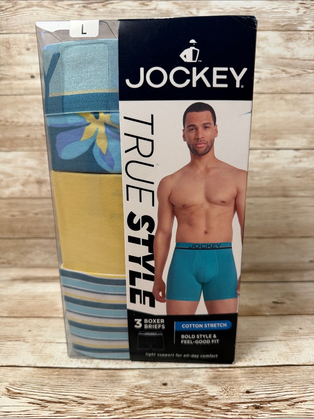 Jockey Teal, Yellow and Light Blue Boxer Briefs - 3 Pack NEW L